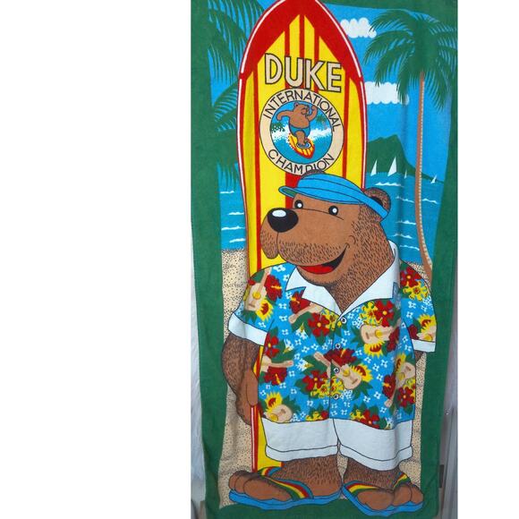 Vintage Seven Seas Duke International Champion Surfing Hawaii Bear Beach Towel - Picture 1 of 6